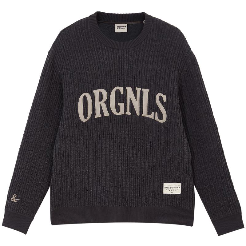 JACK&JONES Men s Loose Fit Embroidered Pullover Sweater S