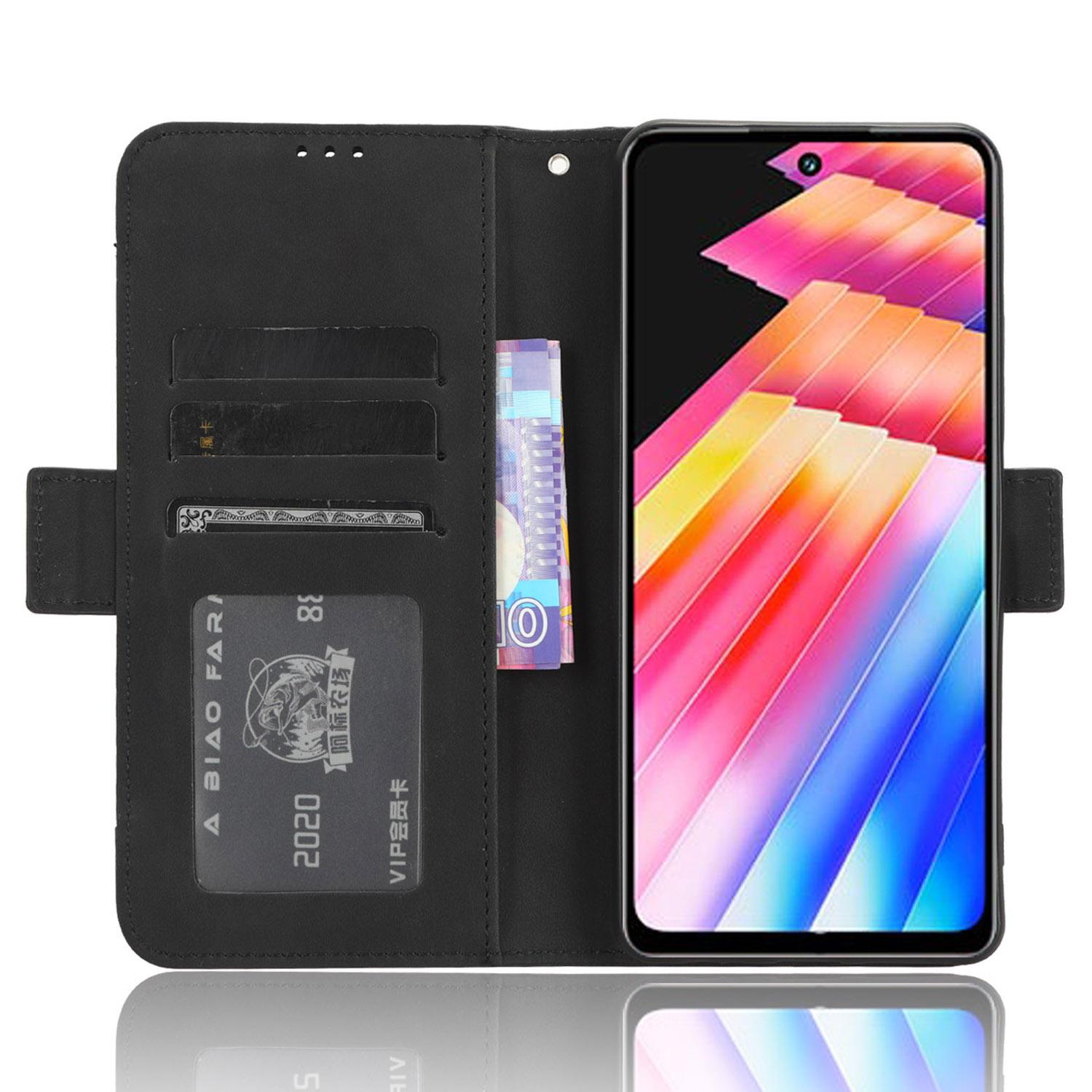 

For Infinix Hot 30 Play Flip Stand Leather Phone Case Multiple Card Slots Wallet Cover Black