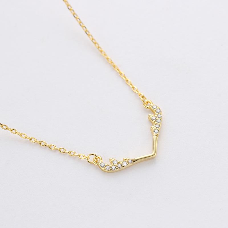 Antler Necklace with You All The Way Pendant Clavicle Chain Girl's Cute Best Friend N. Style
