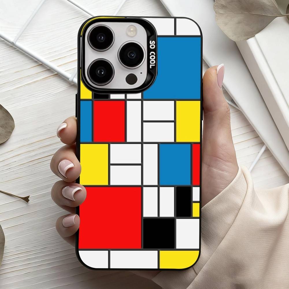 Grid T-TOPLBPCS M-Mondrian  Phone Case For iPhone17,16,15,14,13,12,11 Plus,Pro Max Black Candy silver phone case