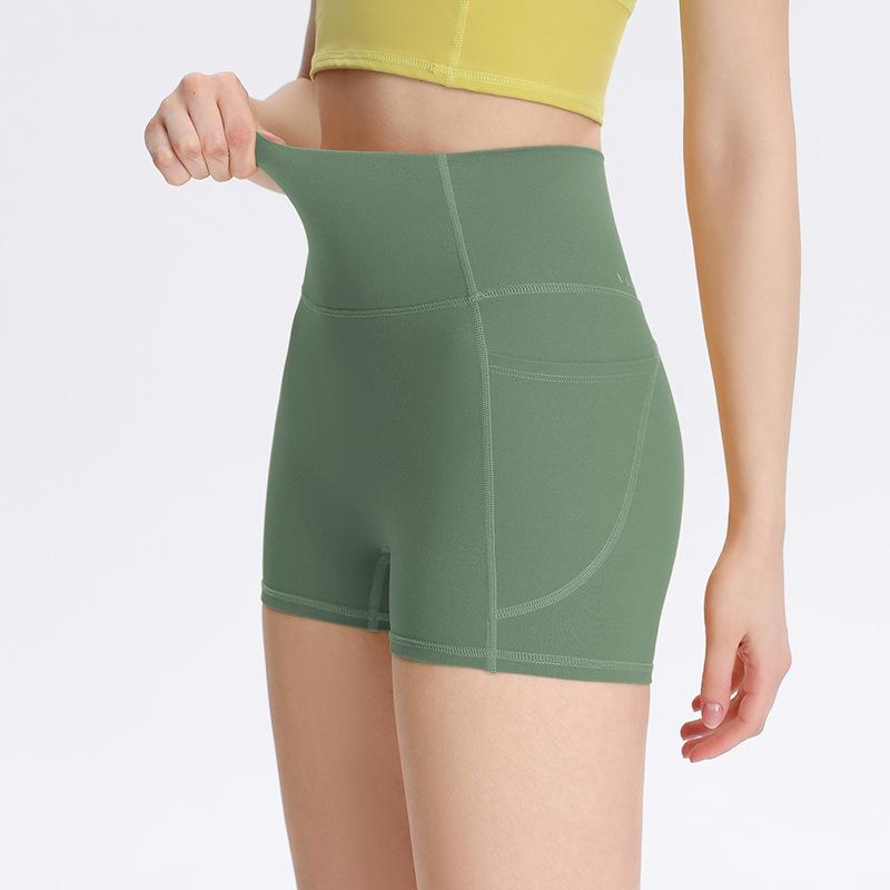 

Sports shorts cloud feeling high waist hip lift thin elastic three-point pants summer tight riding quick drying peach yoga fitness pants outside XL бирюзовый зеленый