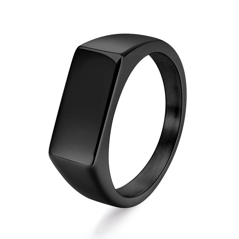 Men's Smooth Rectangular Titanium Steel Ring - European & American Retro Style