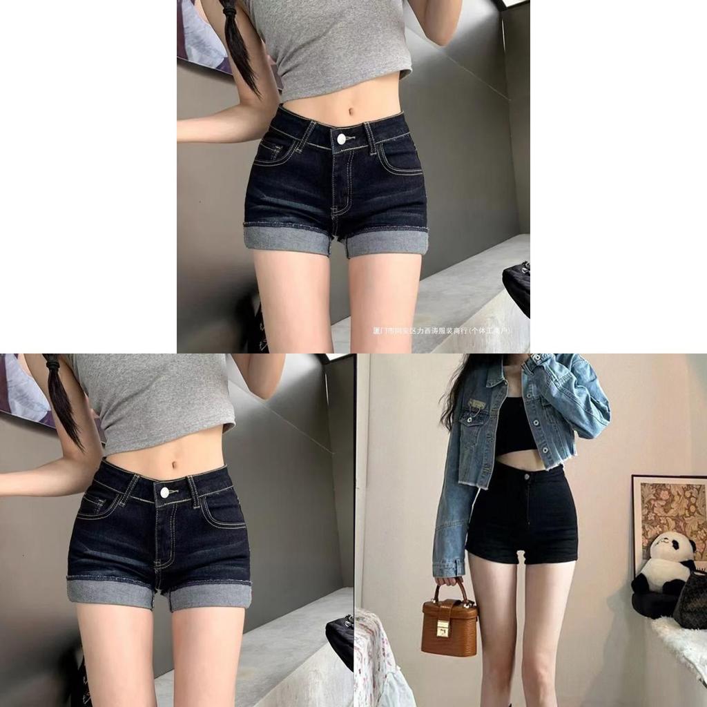Denim Cotton High Waist Slim Fit Shorts For Women Spring Summer Casual Wear