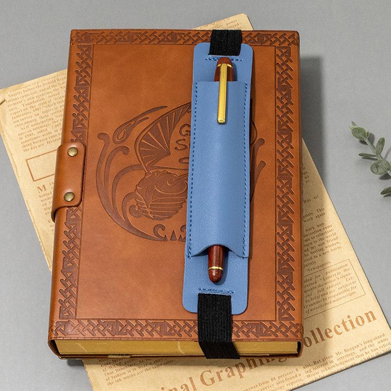 Portable PU Leather Pen Holder with Elastic Band for Single Fountain or Ballpoint Pen