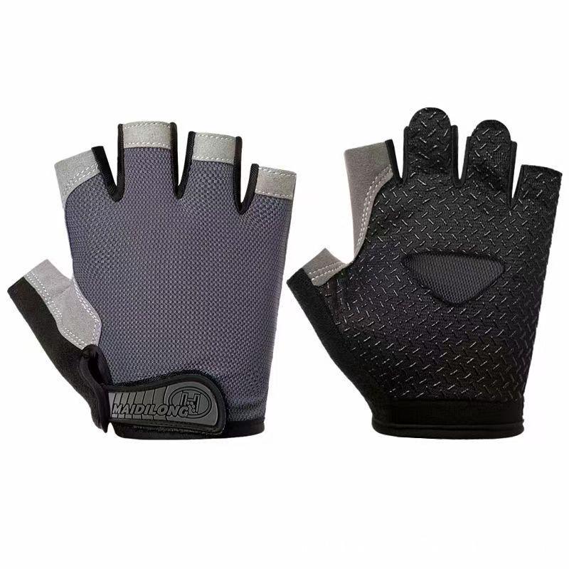 Dumbbell Fitness Gloves: Non-slip, Wear-resistant, Half Finger Ice Silk Yoga  Cycling Gloves - Thin  Breathable for Outdoor Sports Training. Large
