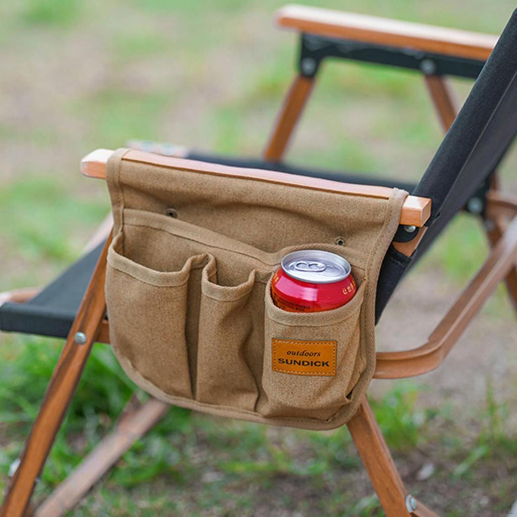 Beach Armrest Organizer Holders Foldable Canvas Holder Seat for Camping Dorm Picnic Drinks Phone