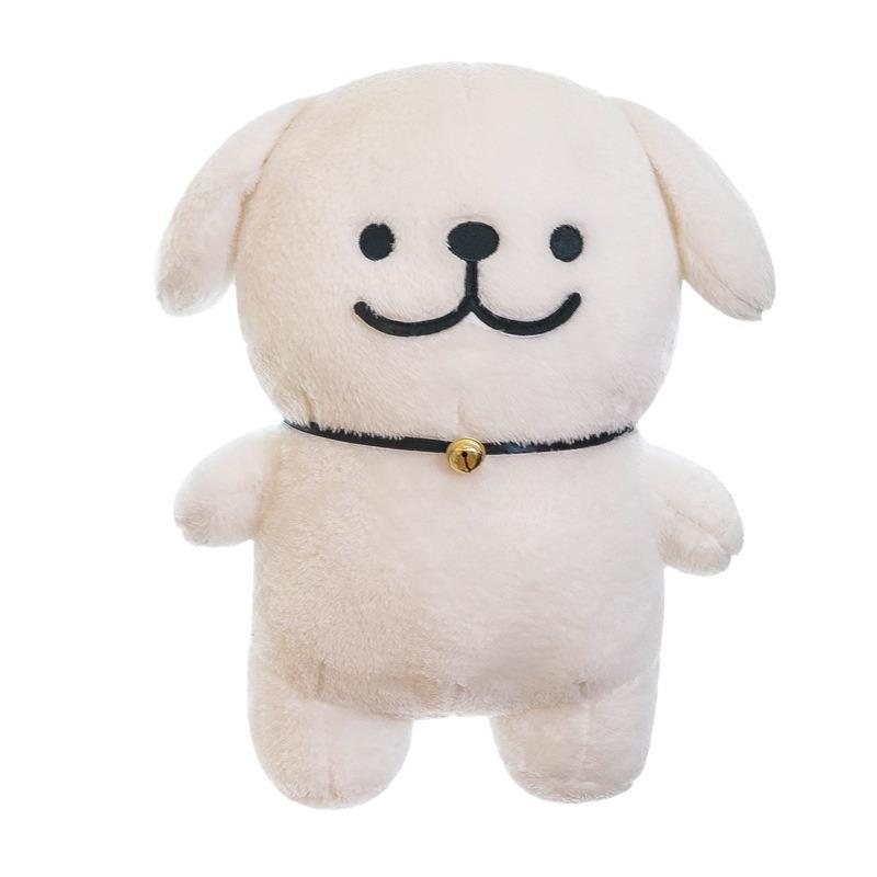 New cute line puppy plush toy doll little white dog throw pillow cute girl gift