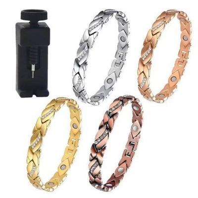 Leaf Diamond-Inlaid Women's Magnetic Bracelet