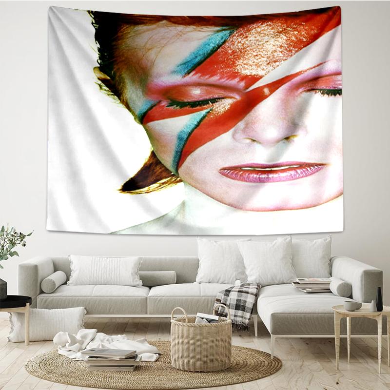 David Bowie Print Tapestry, Backdrop, Easy Setup, Ideal for Bedroom, Office & Living Room, with Aesthetic Wall Hanging Decor.
