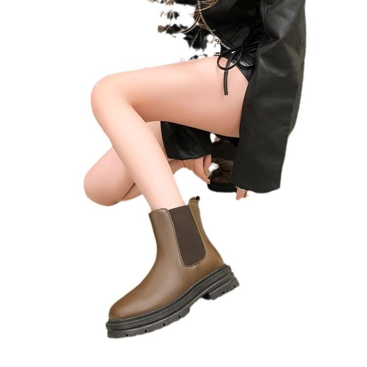 Fashionable and Comfortable Chelsea Boots Female Fall Inside Short Boots Thick Bottom Smoke Tube Boots