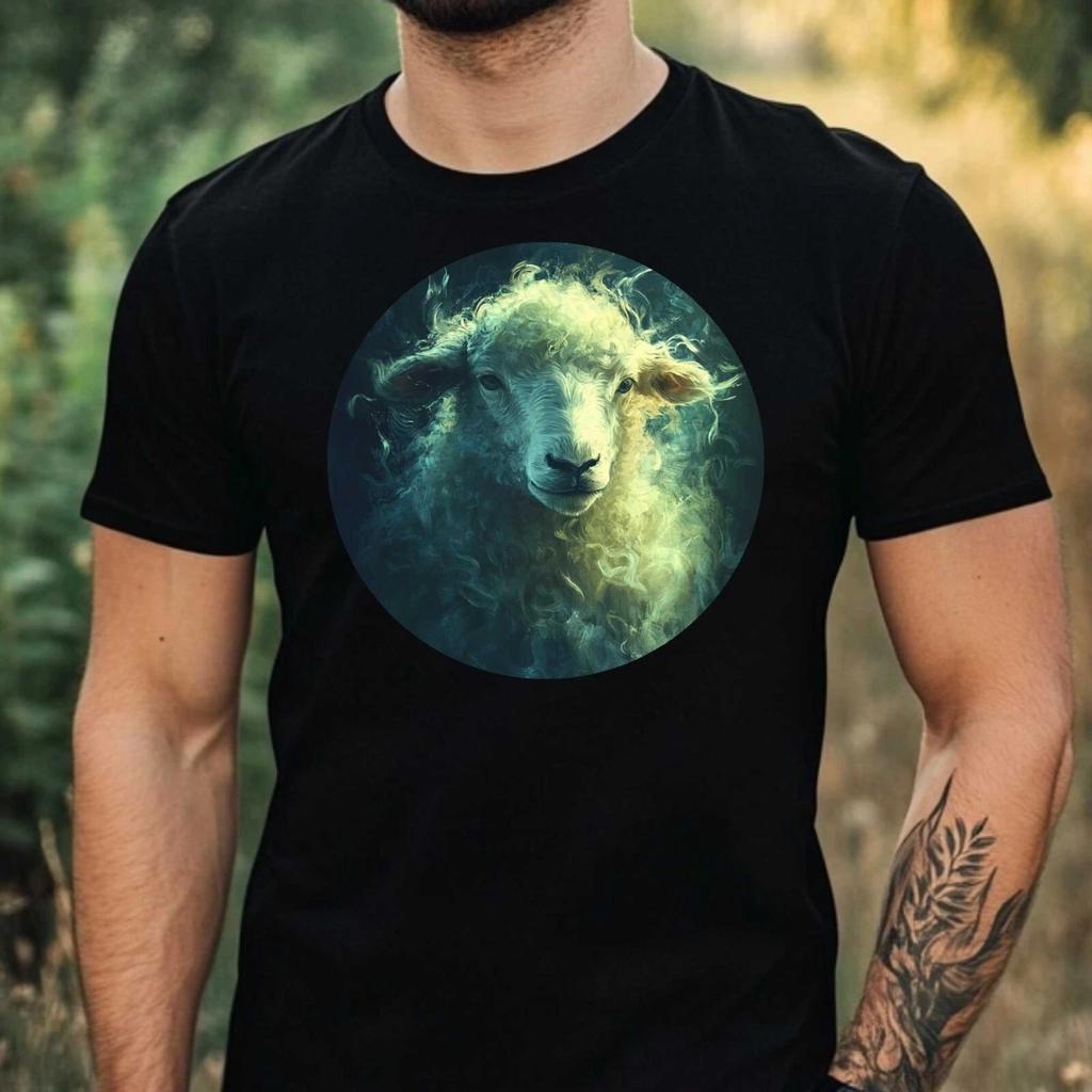 T-Shirt Herren Schaf im Mondlicht Motiv Baumwolle Größe XS bis 5XL