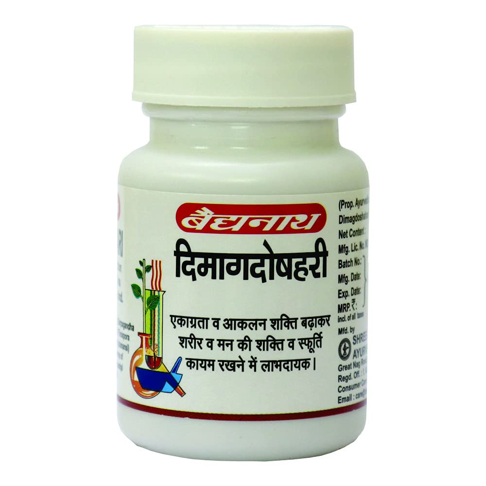 Baidyanath Dimag Doshahari 50 Tablets Ashwagandha Brahmi Jatamansi Herbal Brain Support