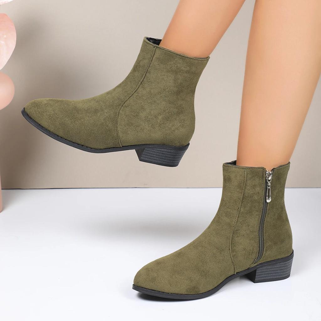 Women Boots Winter 2025 New Suede Dress Warm Boots Women Fashion Mid-Heel Warm Ankle Boots Comfortable Outdoor Shoes for Women