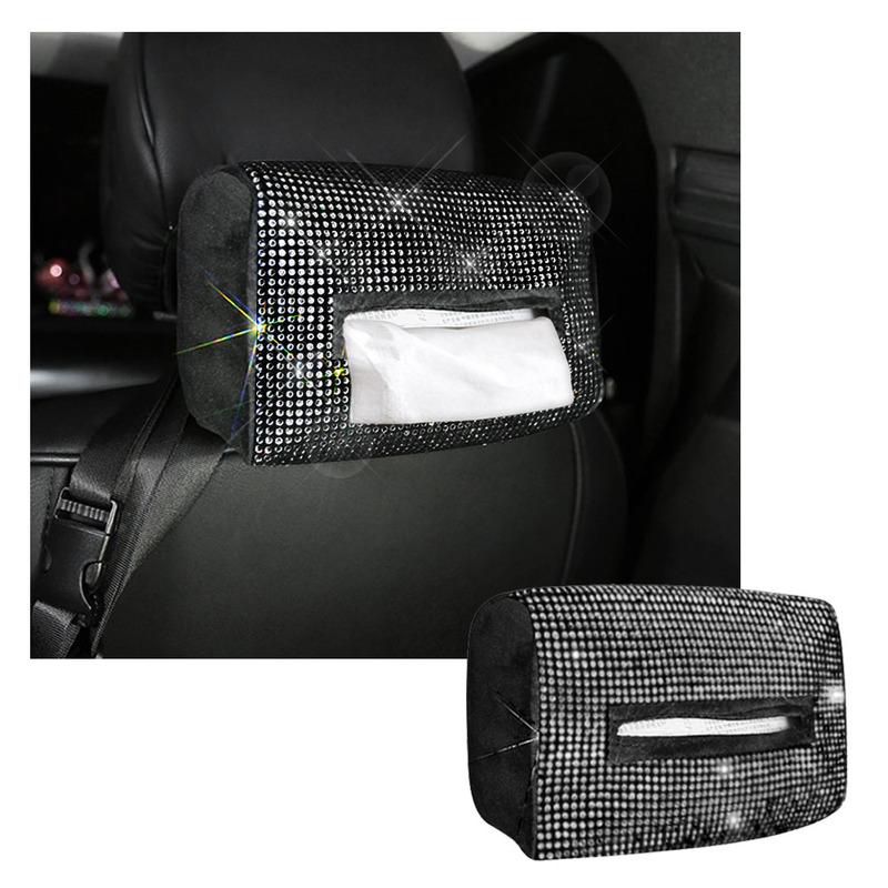 Diamond Car Tissue Box Universal Auto Interior Paper Towel Storage Bag Tissue Holder Auto Seat Back Headrest Hanging Paper Bag