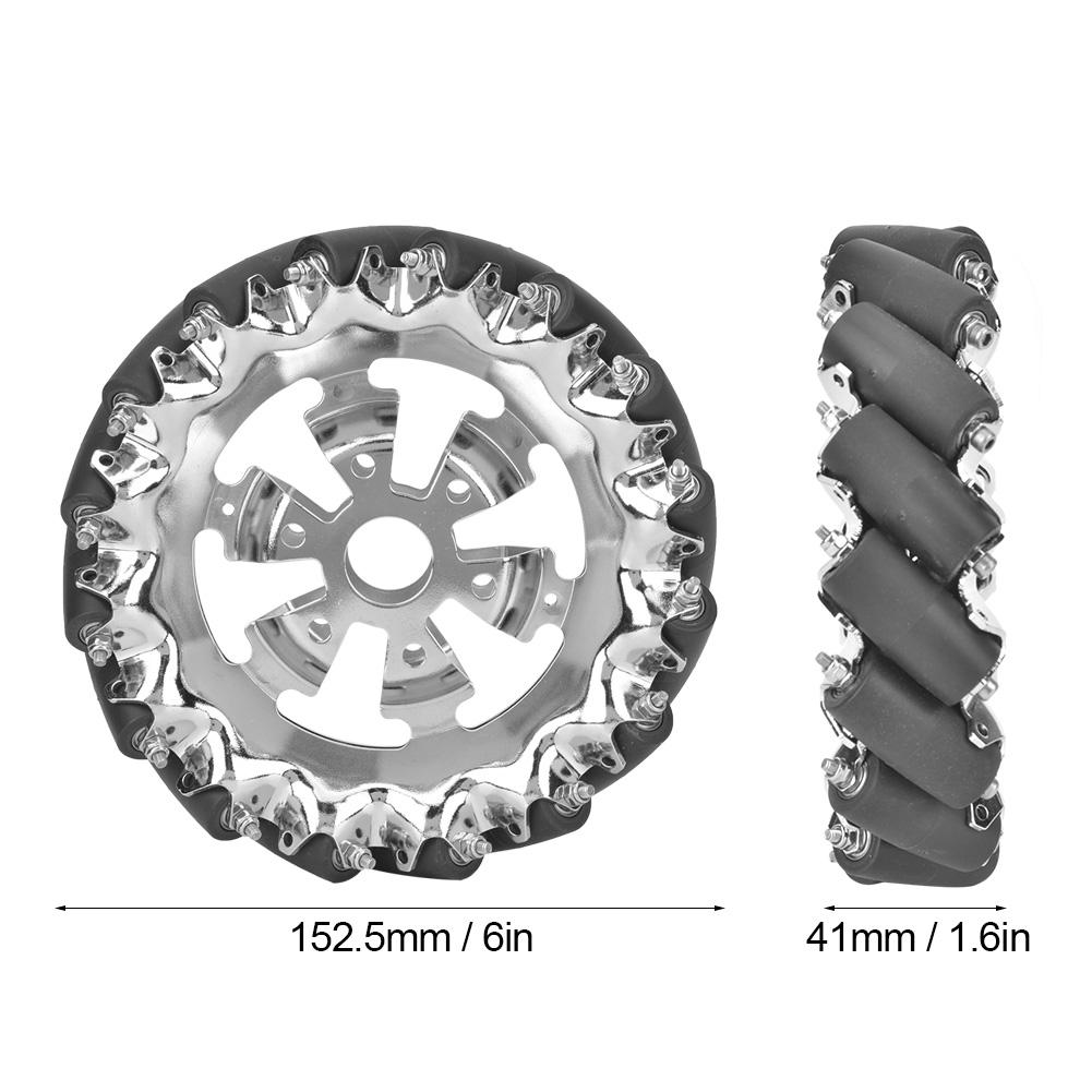 6 Zoll Mecanum-Rad Metall Rechts mit 16 Stück TPU-Gummirollen Teile für Industrieroboter