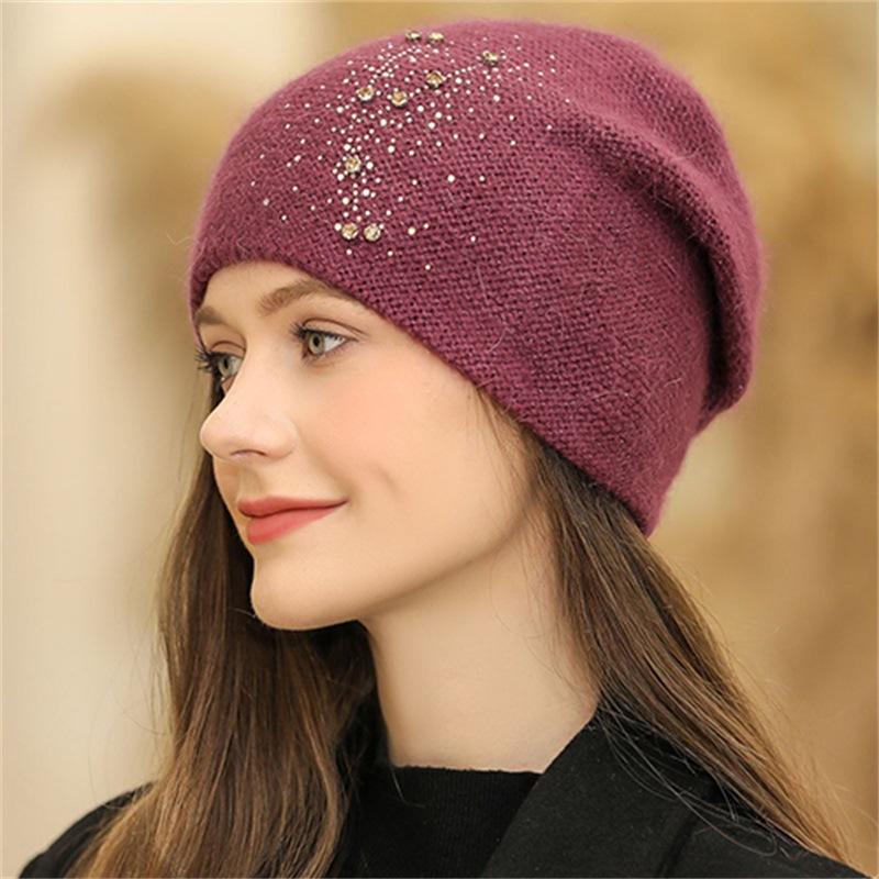 

Осенне-зимняя модная женская шерстяная шапка с толстым ветрозащитным тепловым пуловером, женская шапка