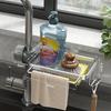 Küche Raum Aluminium Waschbecken Abfluss Rack Schwamm Lagerung Wasserhahn Halter Seife Abtropffläche Regal Korb Organizer Bad Zubehör