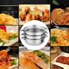 3 Tier Steamer Pot for Cooking Stainless Steel Set with Lid Food Stackable Kitchen Storage Optimization Space Saving Visual Handle Design Multipurpose