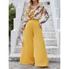 women's Collared Abstract Print Long Sleeve Shirt High Waist Wide Leg Pant Casual Two Piece Outfit Set