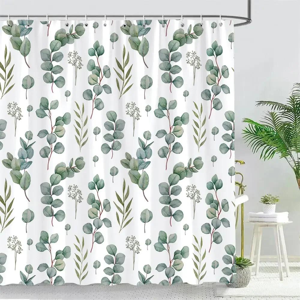 Tropical Leaf Shower Curtain,Waterproof Fabric with Lush Greenery for Nature-Inspired Bathroom Decor,Adds Tropical Paradise Feel