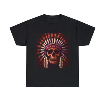 Indisches Totenkopf-Kopfschmuck Biker Motorrad T-Shirt für Erwachsene Kunst-T-Shirt Retro-Stil 90er Jahre