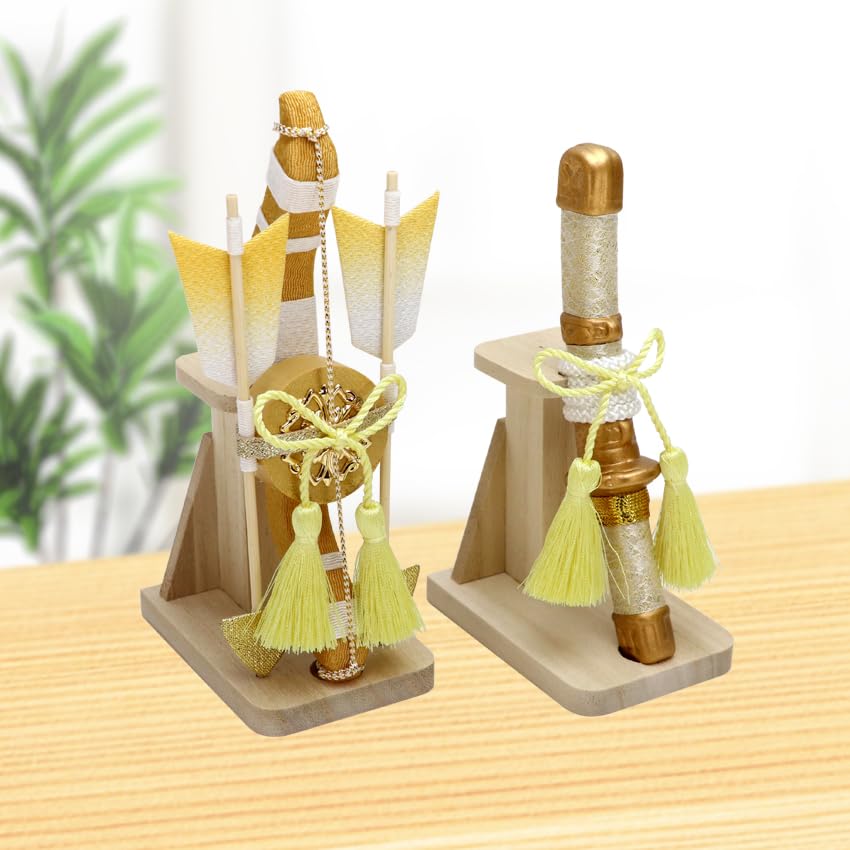 Osaka Choseido May Doll Bow and Chirimen Personalized Wooden Tag Included Helmet Carp and Illumination Props Sword, Fabric, 17.5m Tall, (Sent