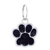 Small Glitter Dog Paw Print Pendant - Zinc Alloy Pet ID Tag (17x18mm)