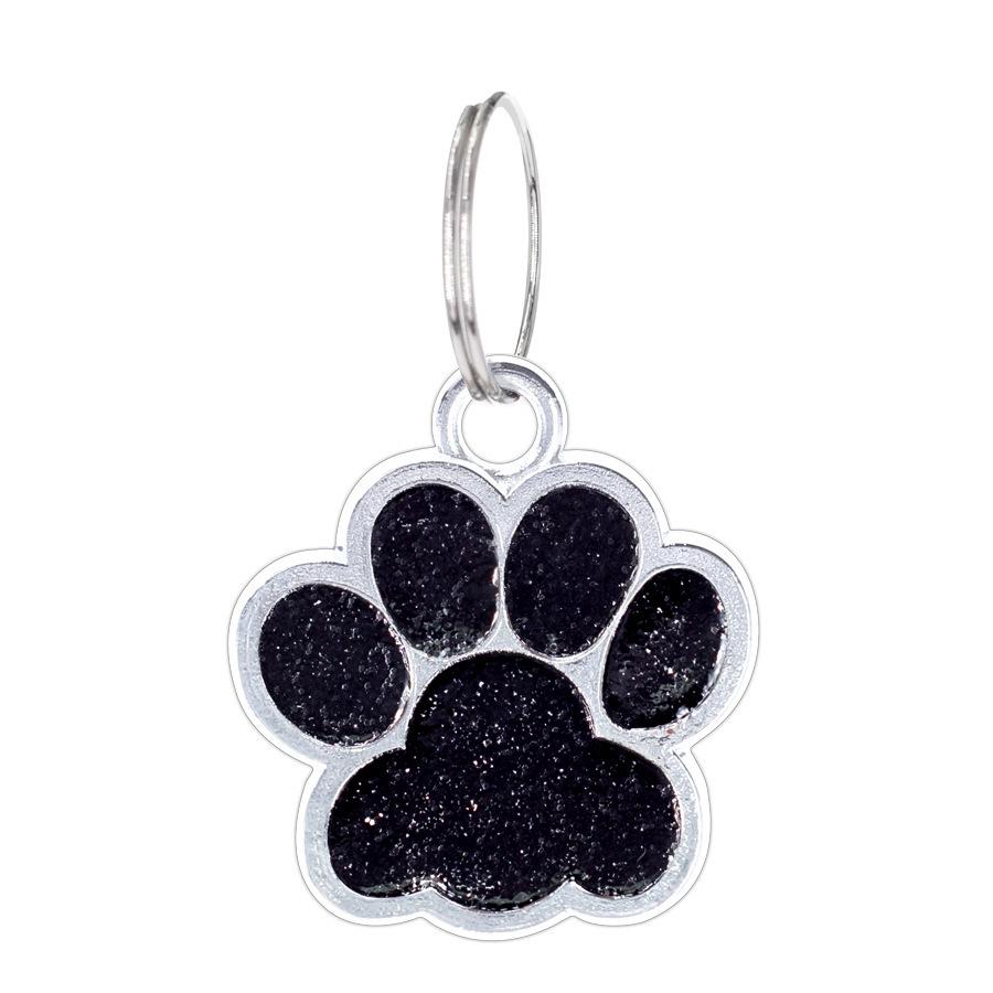 Small Glitter Dog Paw Print Pendant - Zinc Alloy Pet ID Tag (17x18mm)