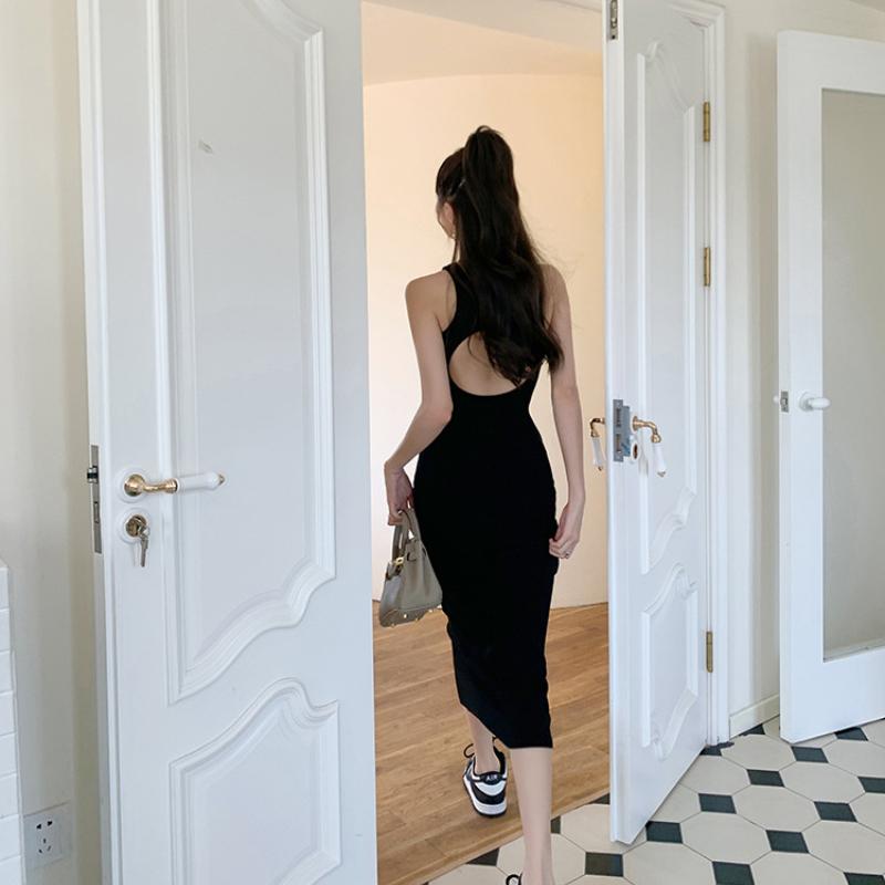 Sommerkleider, sexy, eng, ärmellos, Paket, Hüfte, lange Kleider, süße, würzige Taille, schlanke Neckholder-Tank-Kleider