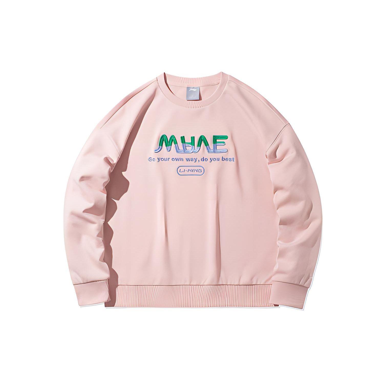 

Li Ning Sports Fashion Series Вышитые буквы Свободный спортивный круглый вырез Толстовка женская толстовка розовый AWDR496-2 L