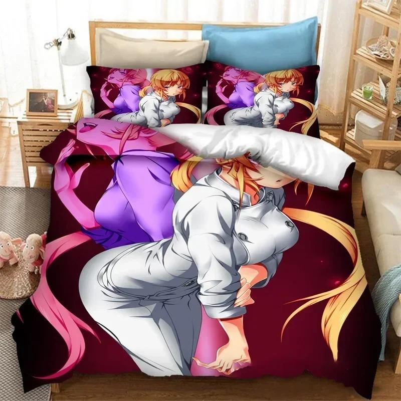 Comforter 3D Print Anime Food Wars Shokugeki No Soma Bedding Set Bedroom King Size Home Textile