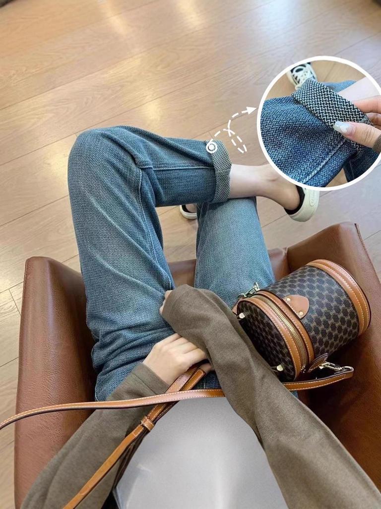 Ladies' 2024 Jeans: Versatile Maternity Straight & Wide-Leg Pants for Spring, Autumn, and Winter.