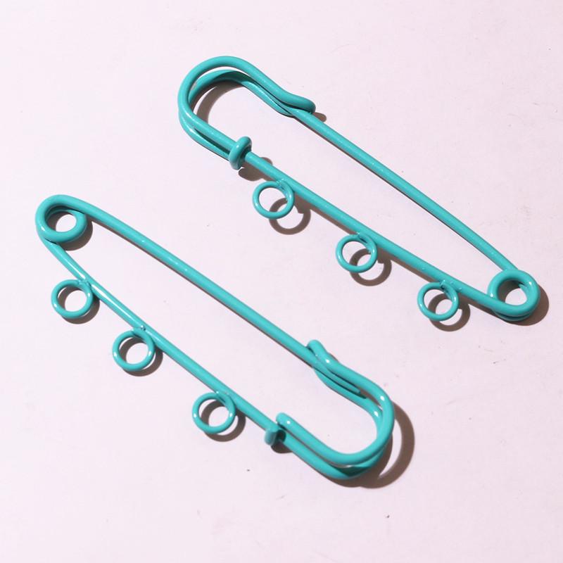 10pcs 50x16mm Safety Pins Brooch Metal Sewing Pins Clothes Pins with 3/5 Loops for Tags DIY Crafts Jewelry Making Findings