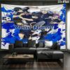 Blue Lock Soccer Custom Name Wall Tapestry Aesthetic Wall Hanging Printed Fabric Blanket Decorative Tapestries For Bedroom Living Room Home Decor