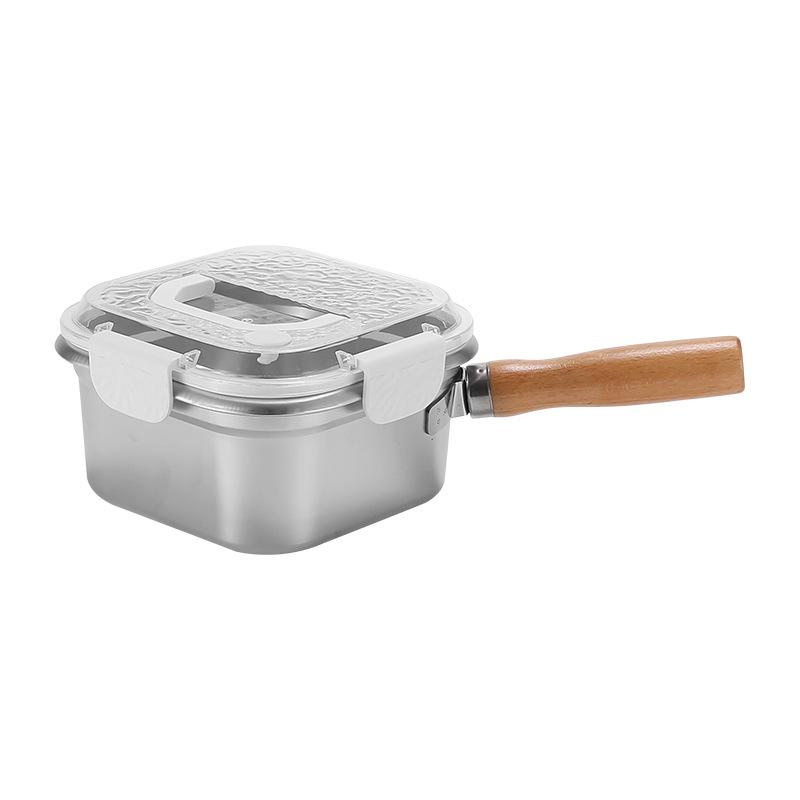 Stainless Steel Multifunctional Cookware: Square Deep Fryer, Milk Steamer, Noodle Pot, Portable Fresh-Keeping Box