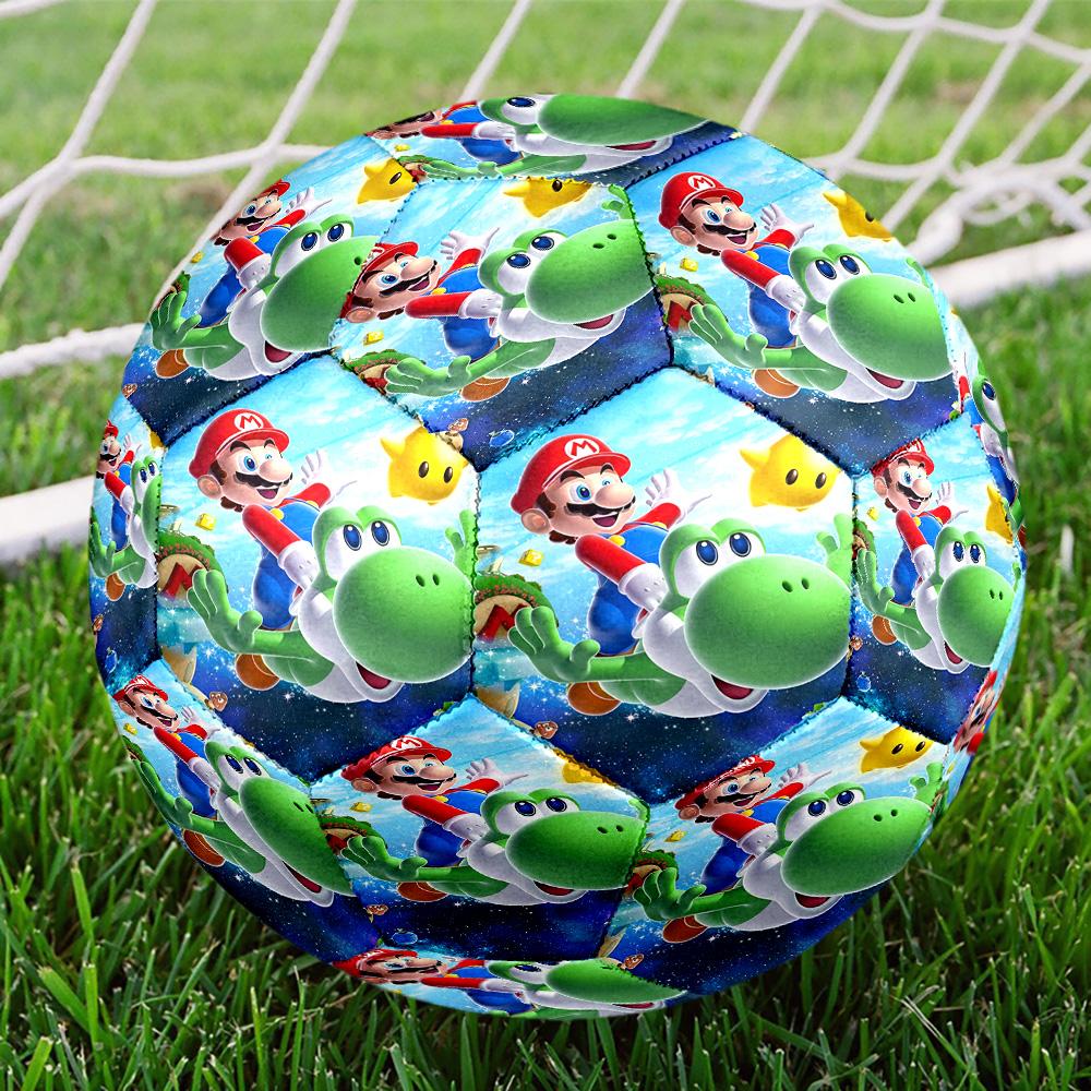 Super Mario Print Size 5 Soccer Ball, Standard Match Football for Sports Game and Team Practice, Ideal Gift for Soccer Fans