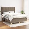 Exclusive House - Slatted Bed Base with Taupe Mattress 140x190 Cm Fabric