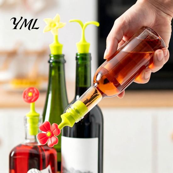 Reusable Silicone Bottle Stoppers Flower Wine Stopper, Food Grade Leak-Proof Sealer, Soft Flexible Sealing Lids Creative Floral Design Stopper for Red