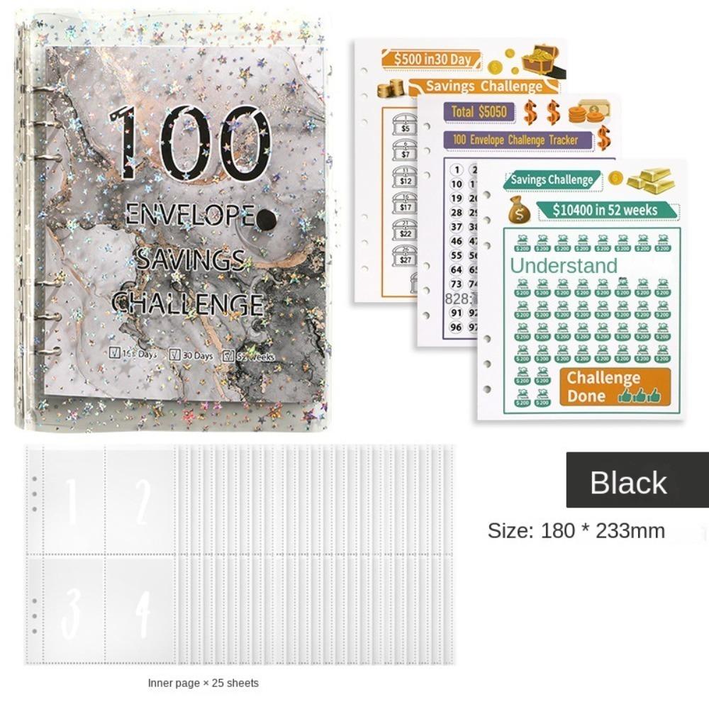 Large Capacity 100 Envelopes Money Saving Challenge Shining Savings Challenges Book  Couples