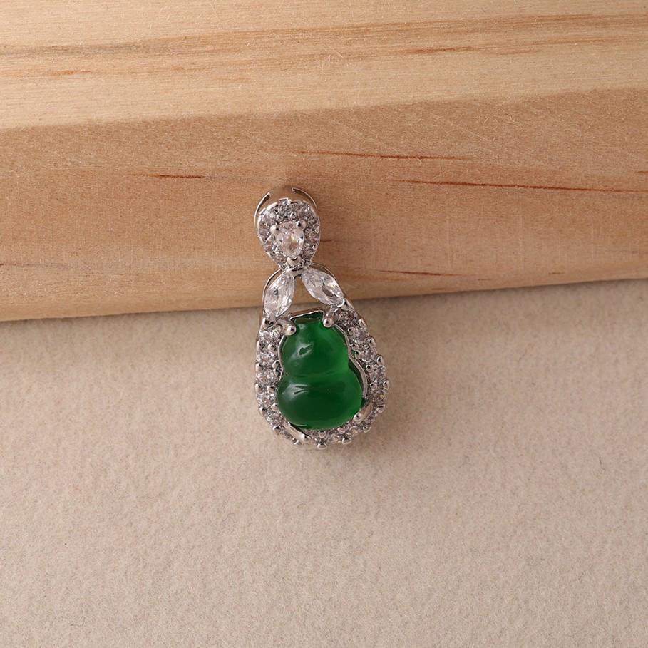 Rhinestone Green Gourd Pendant Light Luxury Retro Chinese Style Earrings