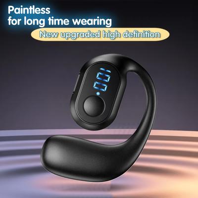 1 Stück Bluetooth Drahtlose Ohrhörer für Business Weicher Verstellbarer Komfort, HD Anrufe mit Digitalanzeige Ladeetui, Semi-Offenes Design für Mobiltelefone