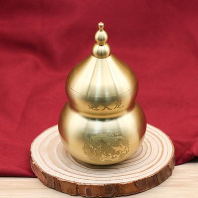 Feng Shui Chinese Brass Wu Lou Gourd Treasure Statue Home Decoration Table Bookshelf Ornaments Fortune Protection