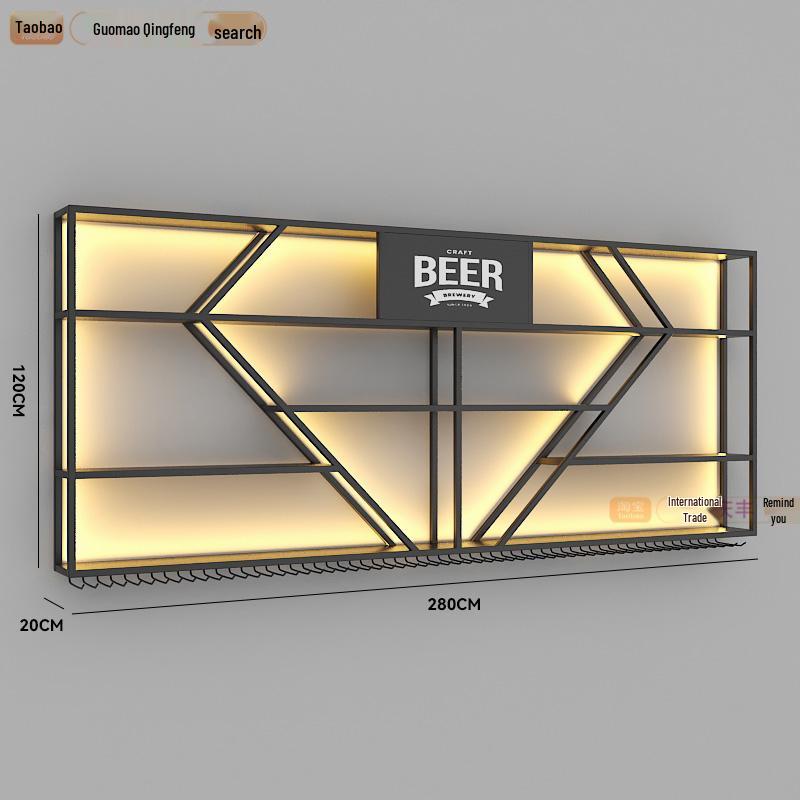 Industrial Wall-Mounted Wrought Iron Wine Rack for Bars & Restaurants - Creative Multifunctional Display Cabinet