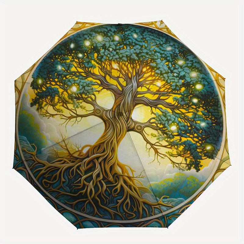 "Enchanted Tree of Life Wall Art: Nature's Majesty in Every Detail"Umbrella, Portable 3-Fold Compact Umbrella for Men & Women ES9