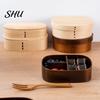 Lunch Storage Box 3 Grids Food Grade Large Capacity Wide Application Oval Square Shape Packed BPA Free Single-layer Wood Bento Kitchen Accessories
