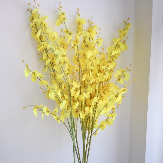 Faux Silk Oncidium Orchid Realistic Fake Dancing-Doll Orchids with Bendable Stems Maintenance-Free Artificial Flowers for Vase Home Party Wedding