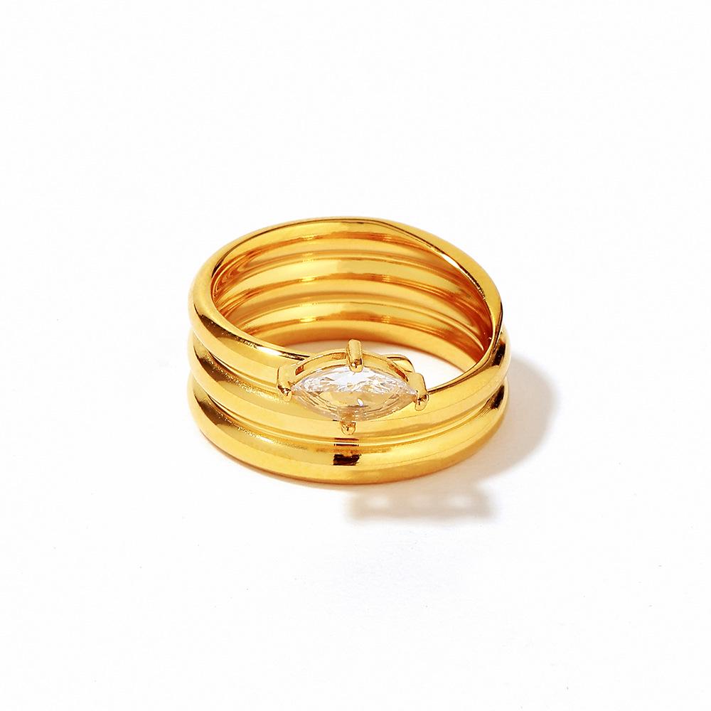 Кольцо Yingtai из нержавеющей стали с титановым покрытием, инкрустированное цирконами, с покрытием 18 карат золотом, геометрический дизайн, водостойкое, не тускнеющее, женское ювелирное изделие.