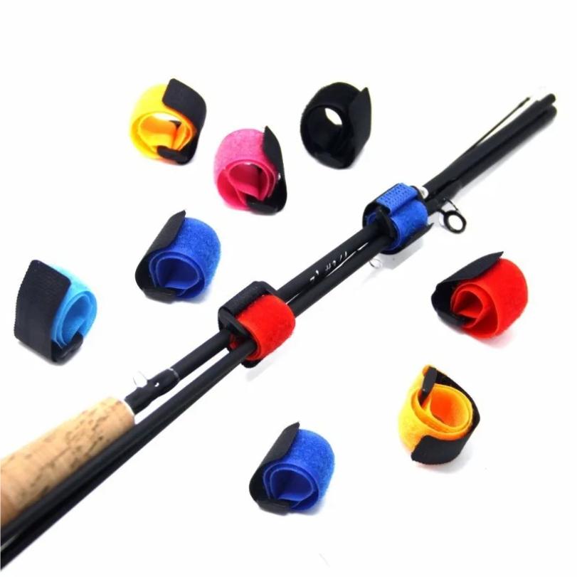 10pcs/set Reusable Fishing Rod Tie Holder Strap Hook Loop Ties Belt Fishing Rod Strapping Wrap Band Outdoor Fish Tool