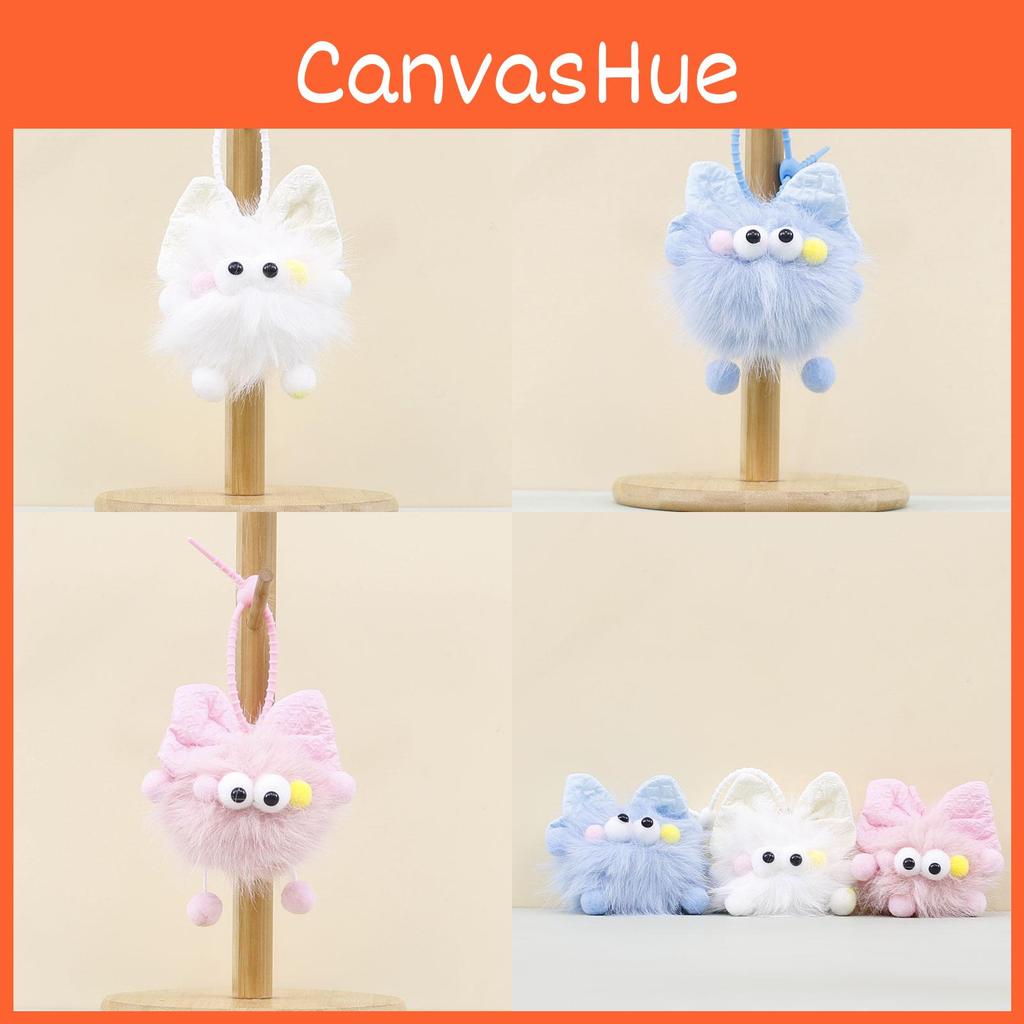 Bow Coal Cuter Ball Doll Keychain Pp Cotton Stuffed Charm For Bag Decoration