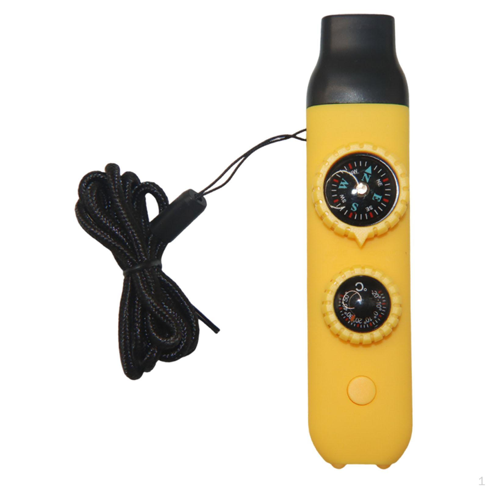7-in-1 Emergency Whistle, Multi-Purpose Whistle with Compass, Thermometer, Reflector, Flashlight And жёлтый